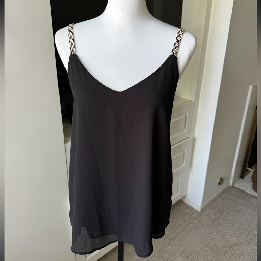 It Hippie Black Woven Strap V-Neck Camisole - Size M